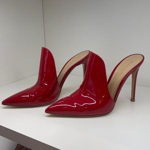 Gianvito Rossi red patent leather stiletto mules